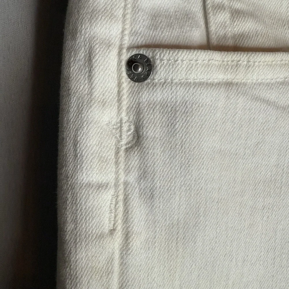 Veronica Beard Jeans Ryleigh Slim Straight High Rise White Button Fly Womens 32